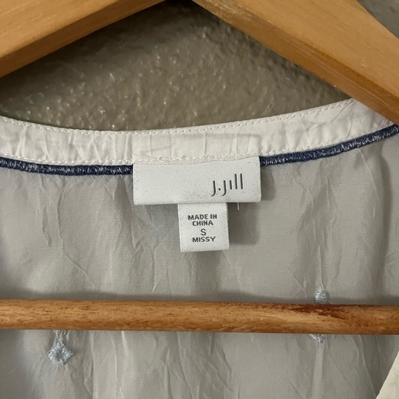 J.Jill White Blue Embroidered Boho Sheer Tunic Top Women’s S - Picture 7 of 13